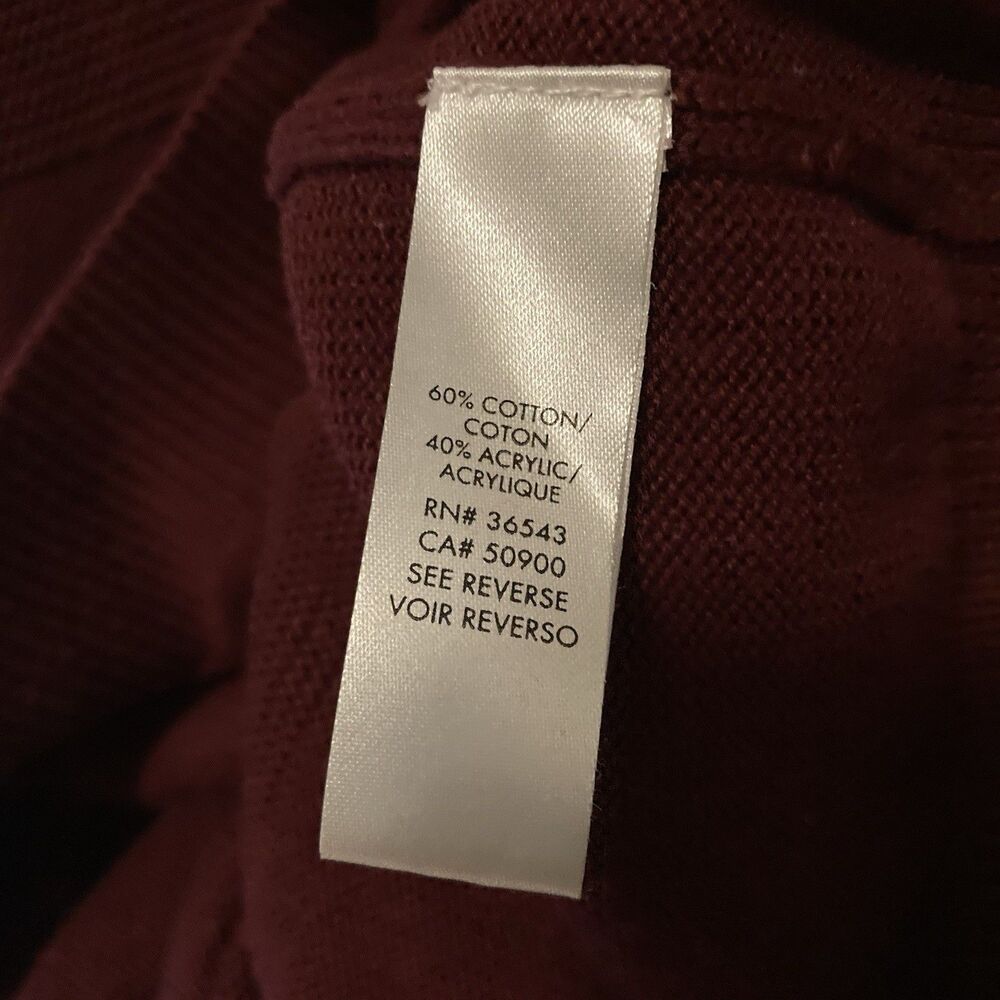 CALVIN KLEIN maroon striped v-neck long sleeve pullover sweater M - Picture 9 of 9